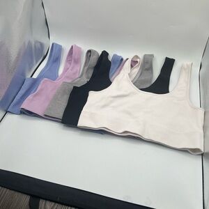 🌸 Honeydew Ribbed Seamless Bralette Bundle – XL – 5 pieces, blue-L